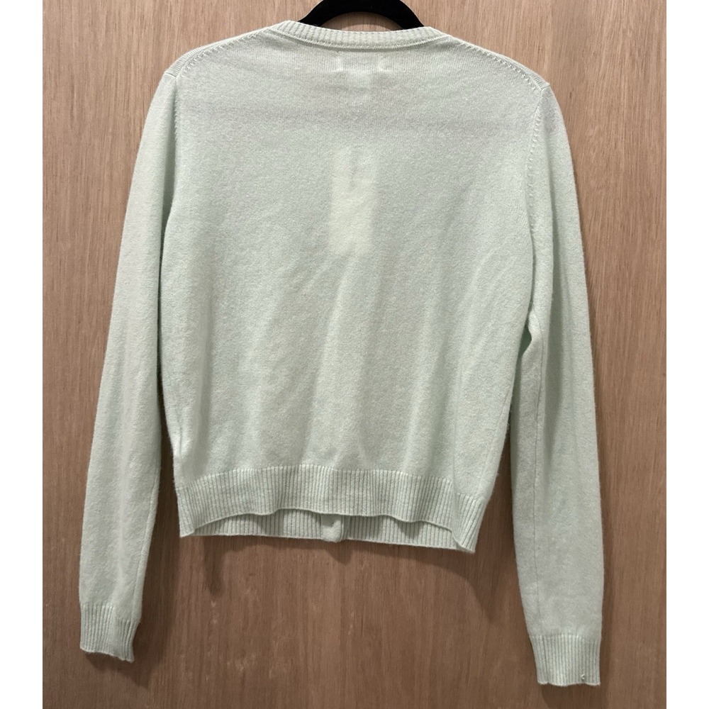 Jason Wu 100% Cashmere Cardigan M Pearl Buttons Mint Green NEW Classic Preppy - Picture 5 of 7